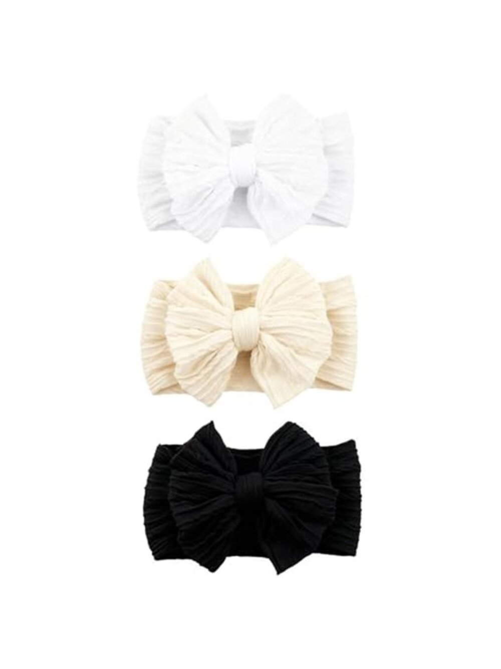 Baby Girl Bow Headbands 3 Pack Nylon Elastic Infant Toddler Hair Accessories